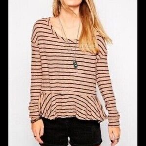 We The Free Auntie Em Peplum Stripes Top Sz S‎